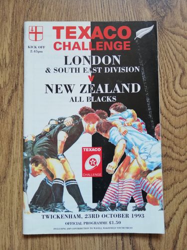 London & South East Division v New Zealand Oct 1993 Rugby Programme