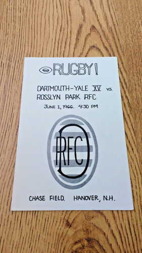 Dartmouth -Yale XV v Rosslyn Park Jun 1966 Rugby Programme