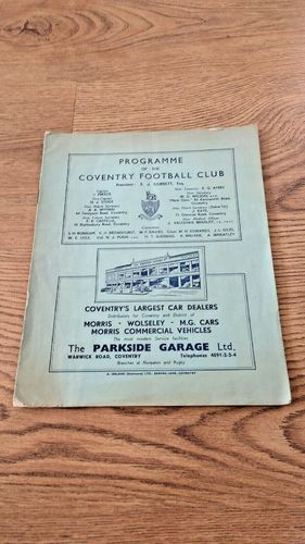 Coventry v Guy's Hospital Feb 1950 Rugby Programme