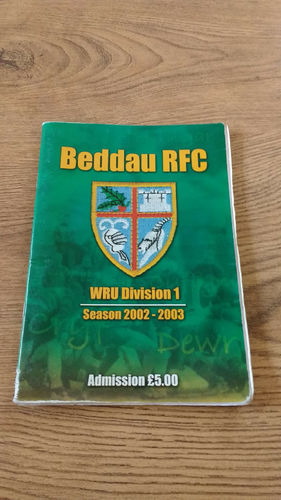 Beddau v Merthyr Dec 2002 Rugby Programme