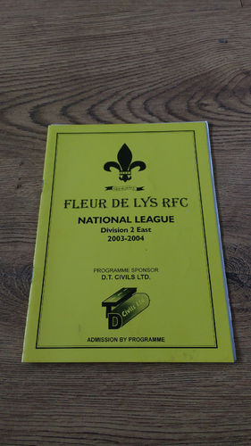 Fleur de Lys v Merthyr Nov 2003 Rugby Programme