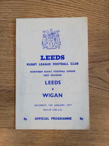 Leeds v Wigan Jan 1977 Rugby League Programme