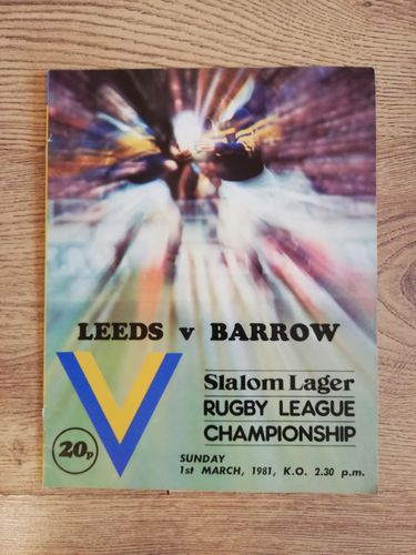 Leeds v Barrow Mar 1981 Rugby League Programme