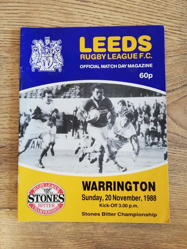 Leeds v Warrington Nov 1988 Rugby League Programme