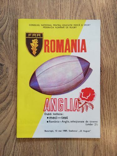 Romania v England May 1989 Rugby Programme