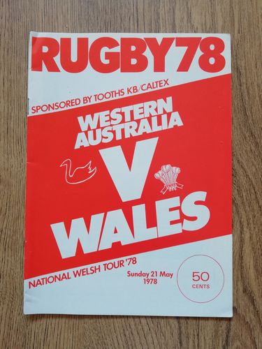 Western Australia v Wales May 1978 Rugby Programme