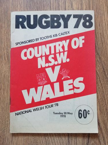 Country of New South Wales v Wales May 1978 Rugby Programme