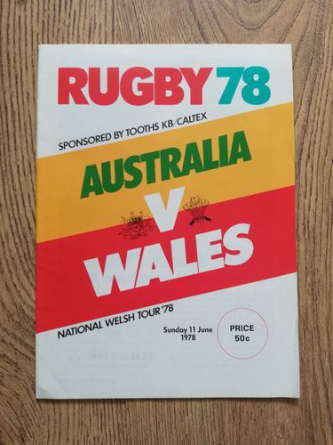 Australia v Wales 1st Test June 1978 Rugby Programme