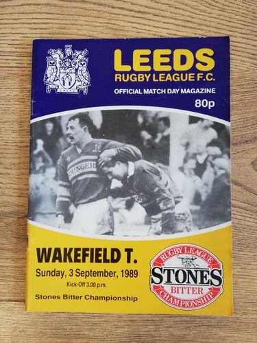 Leeds v Wakefield Sept 1989 Rugby League Programme