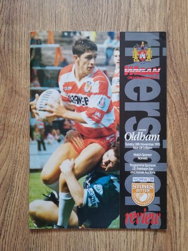 Wigan v Oldham Nov 1993 Rugby League Programme