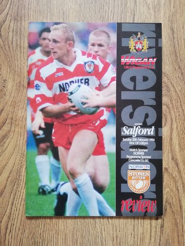 Wigan v Salford Feb 1994 Rugby League Programme