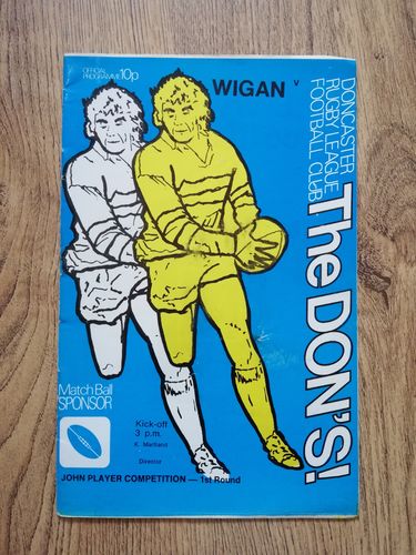 Doncaster v Wigan Sept 1978 John Player Trophy Rugby League Programme