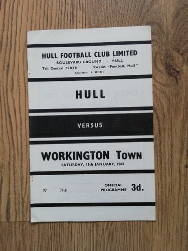 Hull v Workington Town Jan 1964 Rugby League Programme