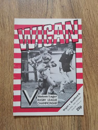 Wigan v Bradford Northern Oct 1982  Rugby League Programme