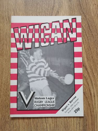 Wigan v Barrow Oct 1982 Rugby League Programme