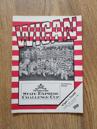 Wigan v Cardiff Jan 1983 Challenge Cup Rugby League Programme