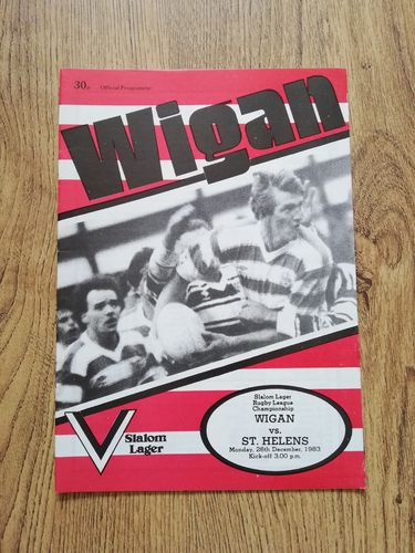 Wigan v St Helens Dec 1983 Rugby League Programme
