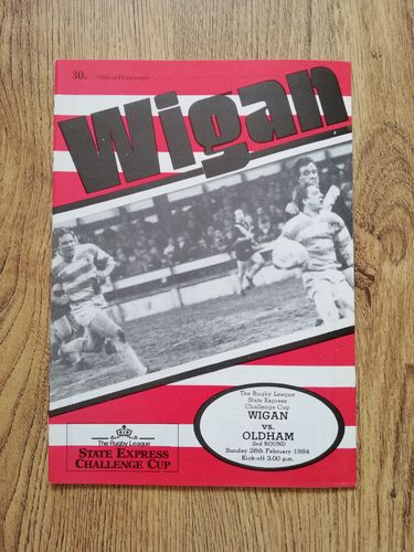 Wigan v Oldham Feb 1984 Challenge Cup Rugby League Programme