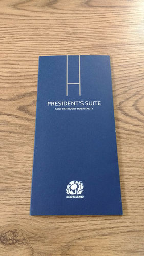 Scotland v Wales 2013 Rugby President's Suite Hospitality Itinerary Card
