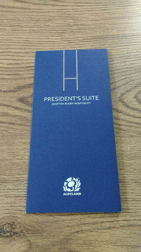Scotland v Australia 2013 Rugby President's Suite Hospitality Itinerary Card