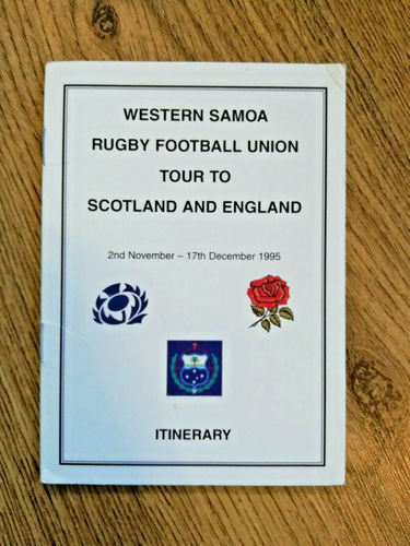 Western Samoa tour to Scotland 1995 Rugby Itinerary Card & England
