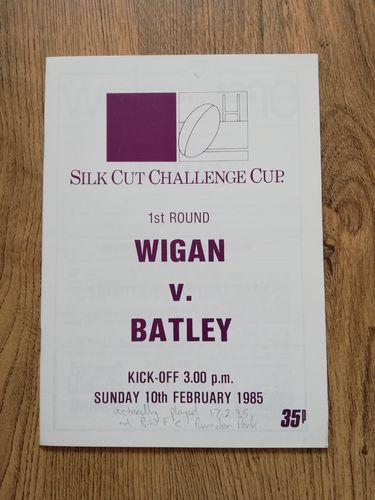 Wigan v Batley Feb 1985 Challenge Cup Rugby League Programme