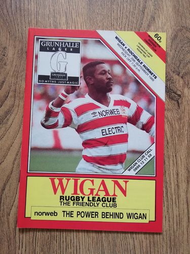 Wigan v Rochdale Sept 1988 Lancashire Cup Rugby League Programme