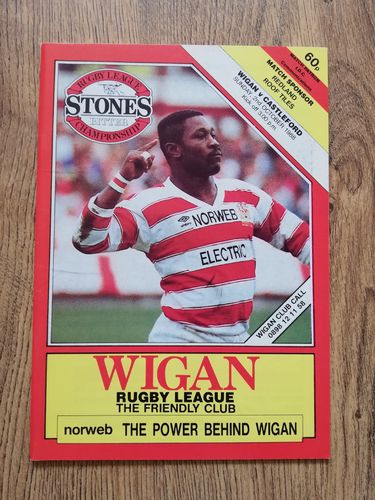Wigan v Castleford Oct 1988 Rugby League Programme