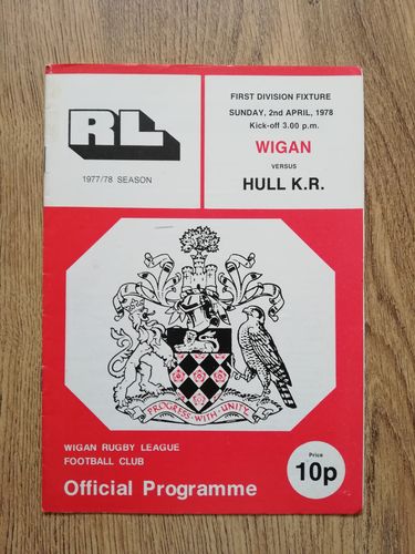 Wigan v Hull KR Apr 1978 Rugby League Programme