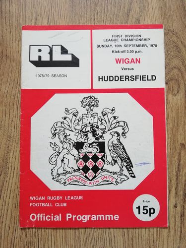 Wigan v Huddersfield Sept 1978 Rugby League Programme