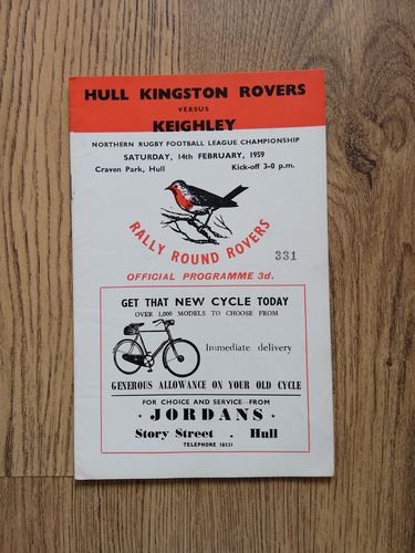 Hull KR v Keighley Feb 1959 Rugby League Programme