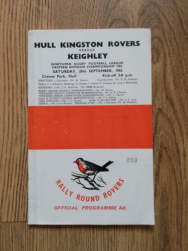 Hull KR v Keighley Sept 1962 Rugby League Programme