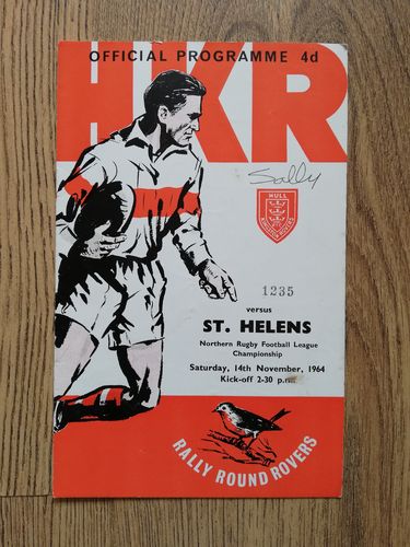Hull KR v St Helens Nov 1964 Rugby League Programme