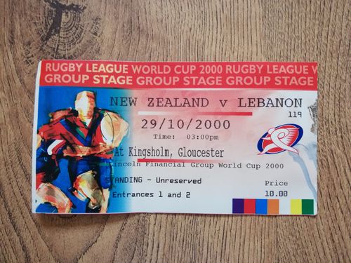 New Zealand v Lebanon Oct 2000 Used Rugby League World Cup Ticket