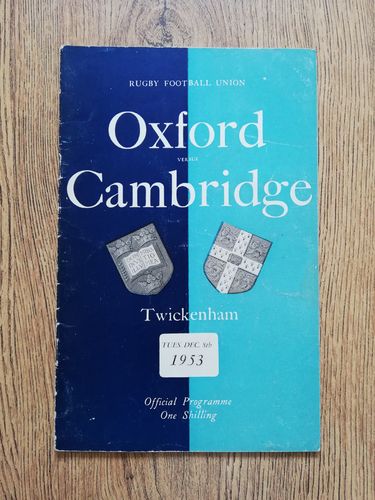 Oxford University v Cambridge University 1953 Rugby Programme