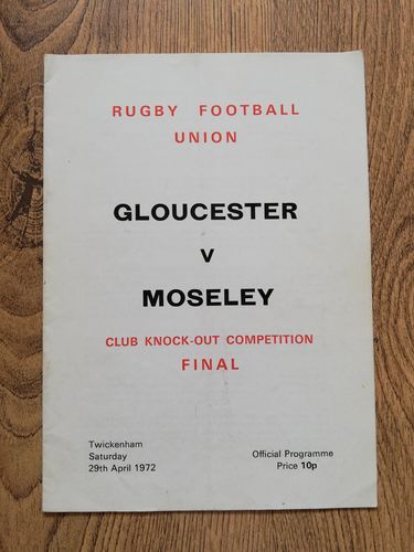 Gloucester v Moseley 1972 RFU Knock-Out Cup Final Rugby Programme