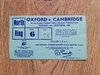 Oxford University v Cambridge University Dec 1966 Used Rugby Ticket