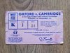 Oxford University v Cambridge University Dec 1971 Used Rugby Ticket