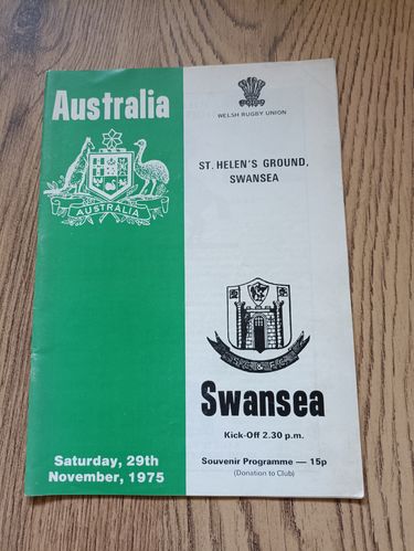 Swansea v Australia 1975