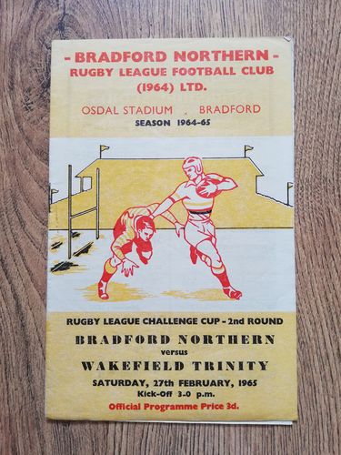 Bradford Northern v Wakefield Trinity 1965 Challenge Cup Rugby League Programme