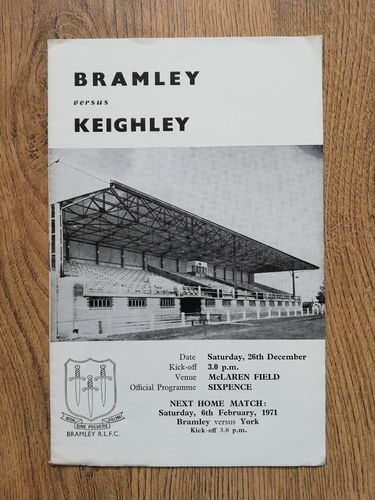 Bramley v Keighley Dec 1970 Rugby League Programme