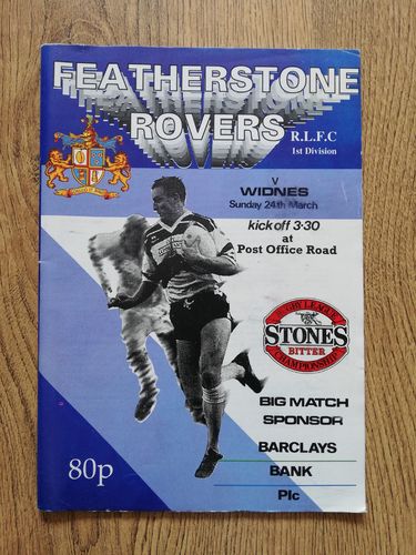 Featherstone v Widnes Mar 1991 Rugby League Programme