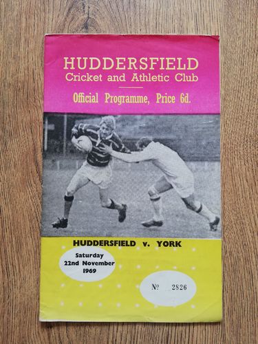 Huddersfield v York Nov 1969 Rugby League Programme