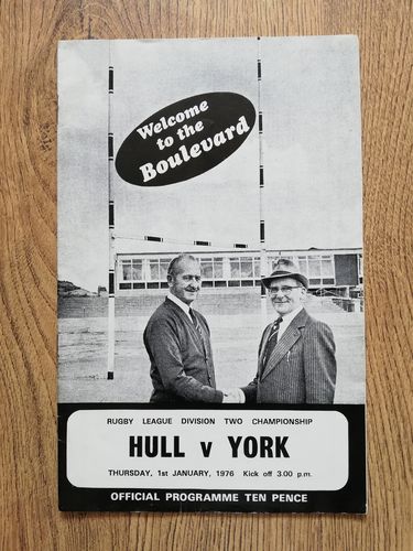 Hull v York Jan 1976 Rugby League Programme