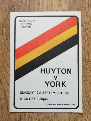 Huyton v York Sept 1976 Rugby League Programme