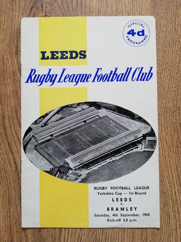 Leeds v Bramley Sept 1965 Yorkshire Cup Rugby League Programme