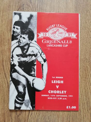 Leigh v Chorley Sept 1991 Lancashire Cup Rugby League Programme