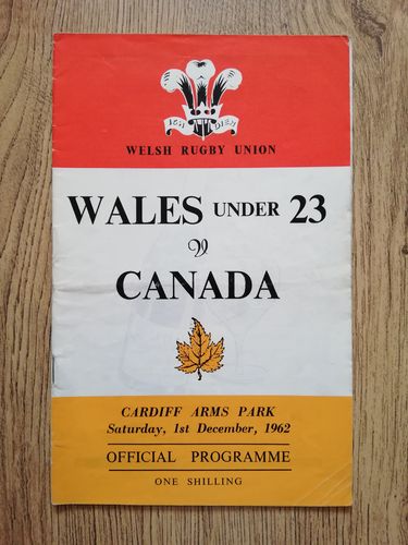 Wales U23 v Canada 1962 Rugby Programme