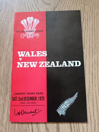 Wales v New Zealand 1972 Rugby Programme