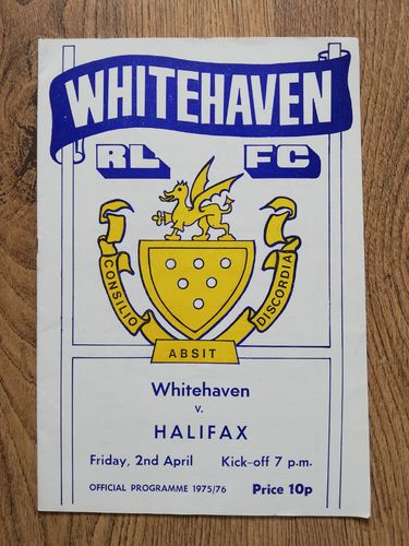 Whitehaven v Halifax Apr 1976 Rugby League Programme